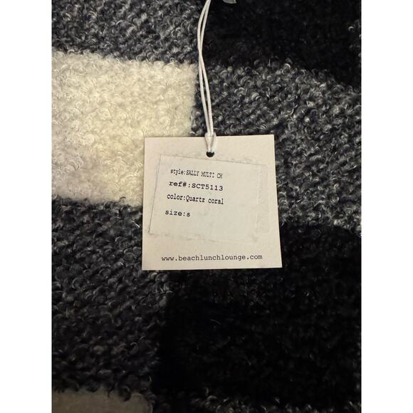 Beach Lunch Lounge Sweater Women Plaid Cozy Black White Comfy Sz:S - Picture 3 of 6